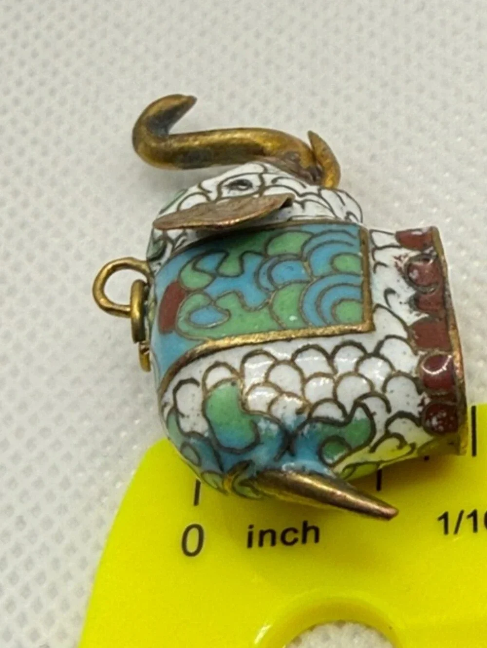 Antique Cloisonné Elephant Pendant - Multicolor
